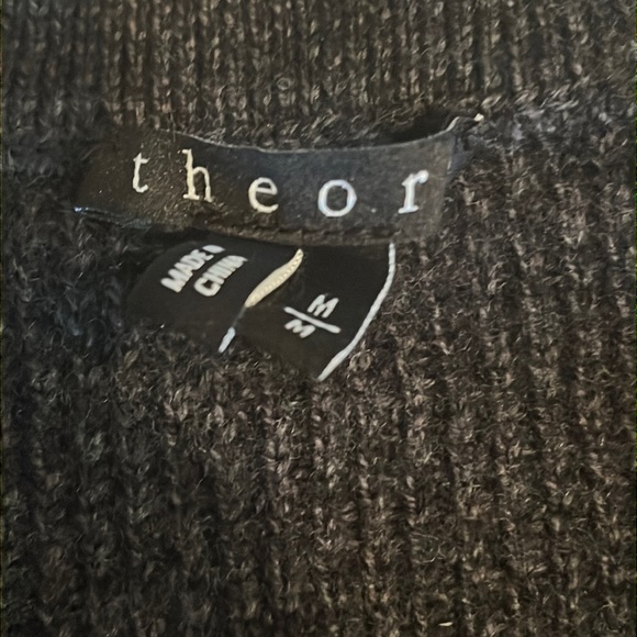 NEW Theory Merino Wool MEDIUM 1/4 Zip Pullover Sweater Ribbed Dark Grey MEN - Picture 6 of 10